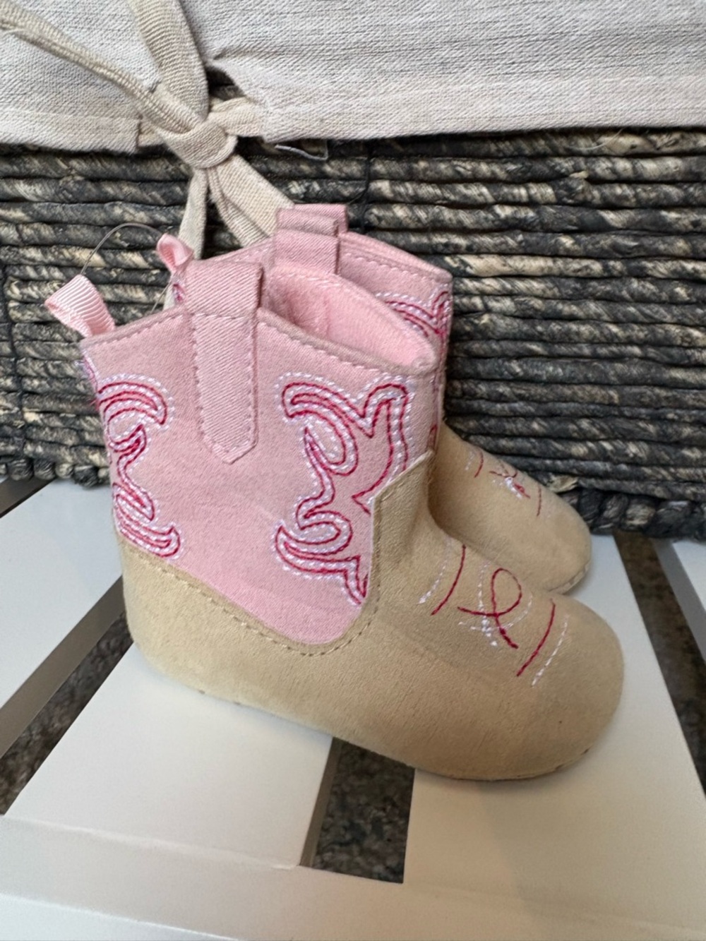 Stepping Stones Baby Cowgirl Booties Pink Western Soft Sole Size 3